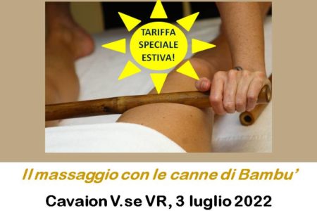 CORSO DI BAMBU' MASSAGE, 3 LUGLIO 2022. PROMO ESTATE.